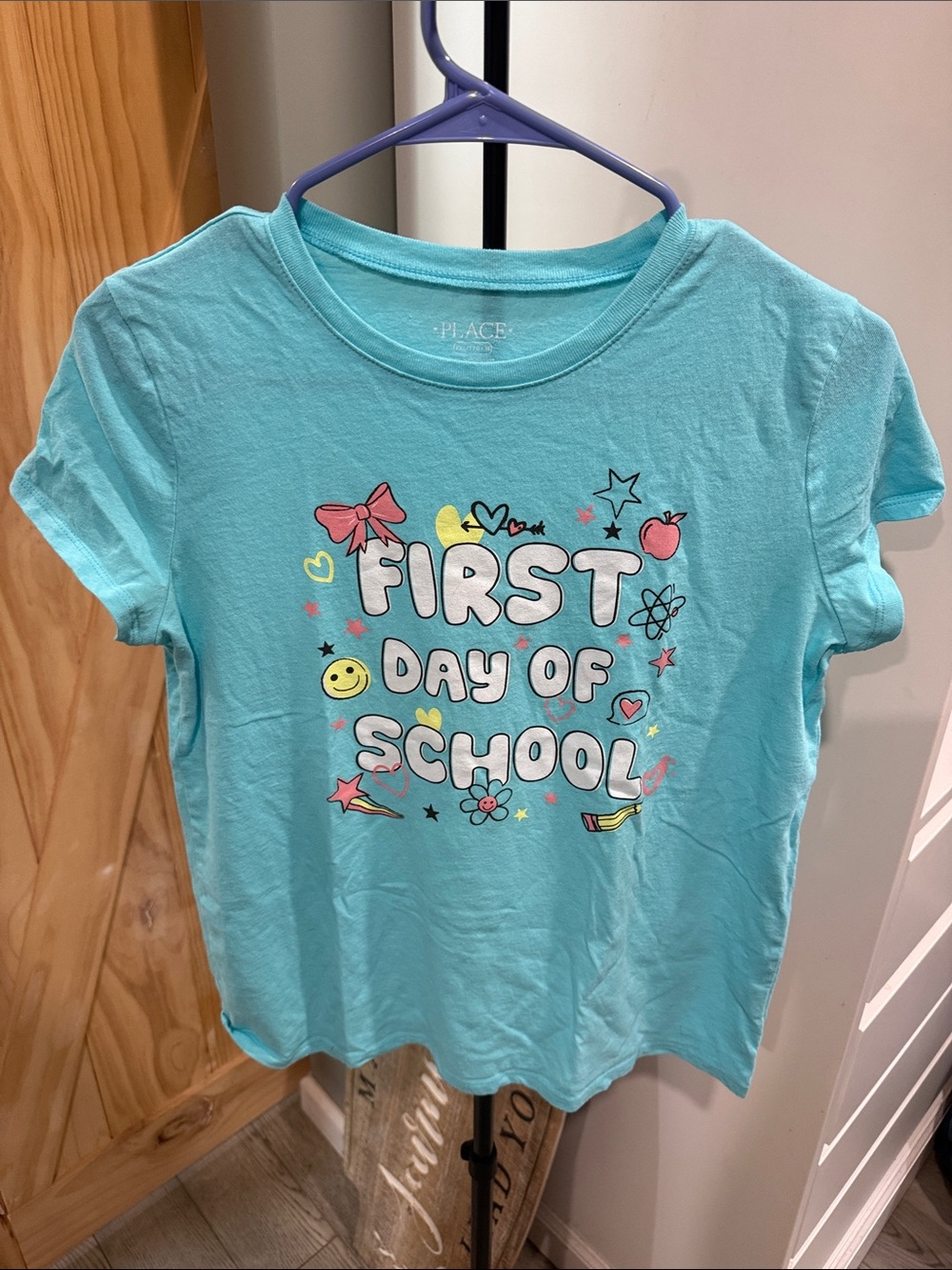 Place Aqua Short-Sleeve 'First Day of School' Graphic Tee